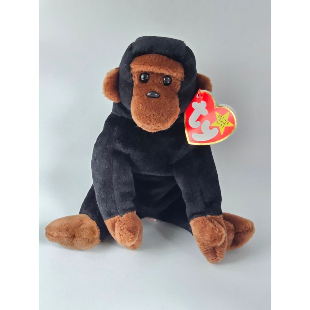 Ty Beanie Babies Congo the Gorilla Black Brown Plush Toy 1996 Vintage With Tags